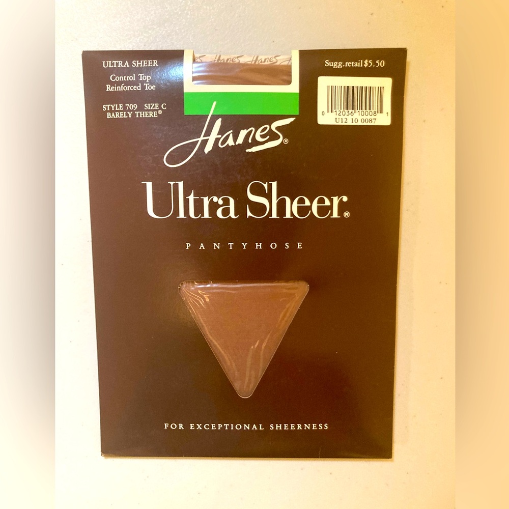Vintage Hanes Ultra Sheer Pantyhose Control Top Style 709 Size C Barely There